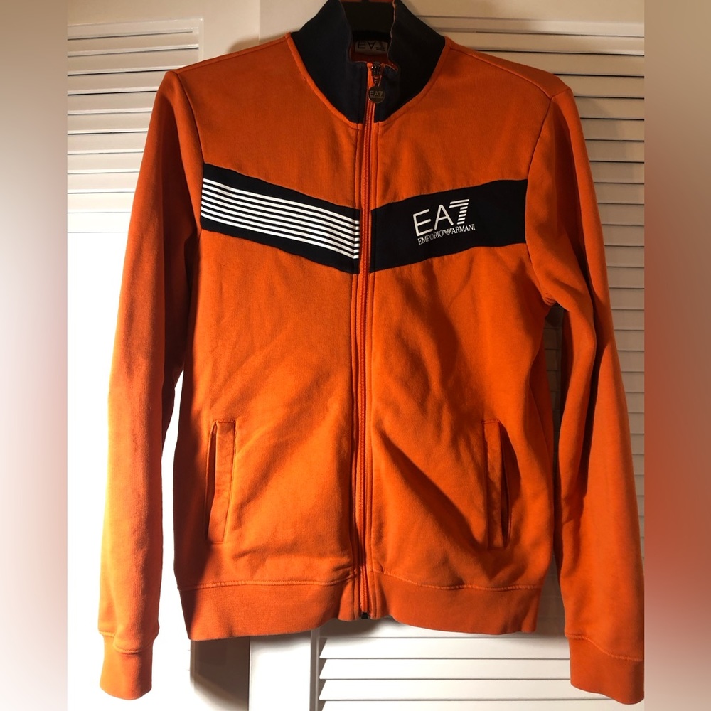 Emporio Armani Hoodie. Size Medium Gently used. Orange with black trim